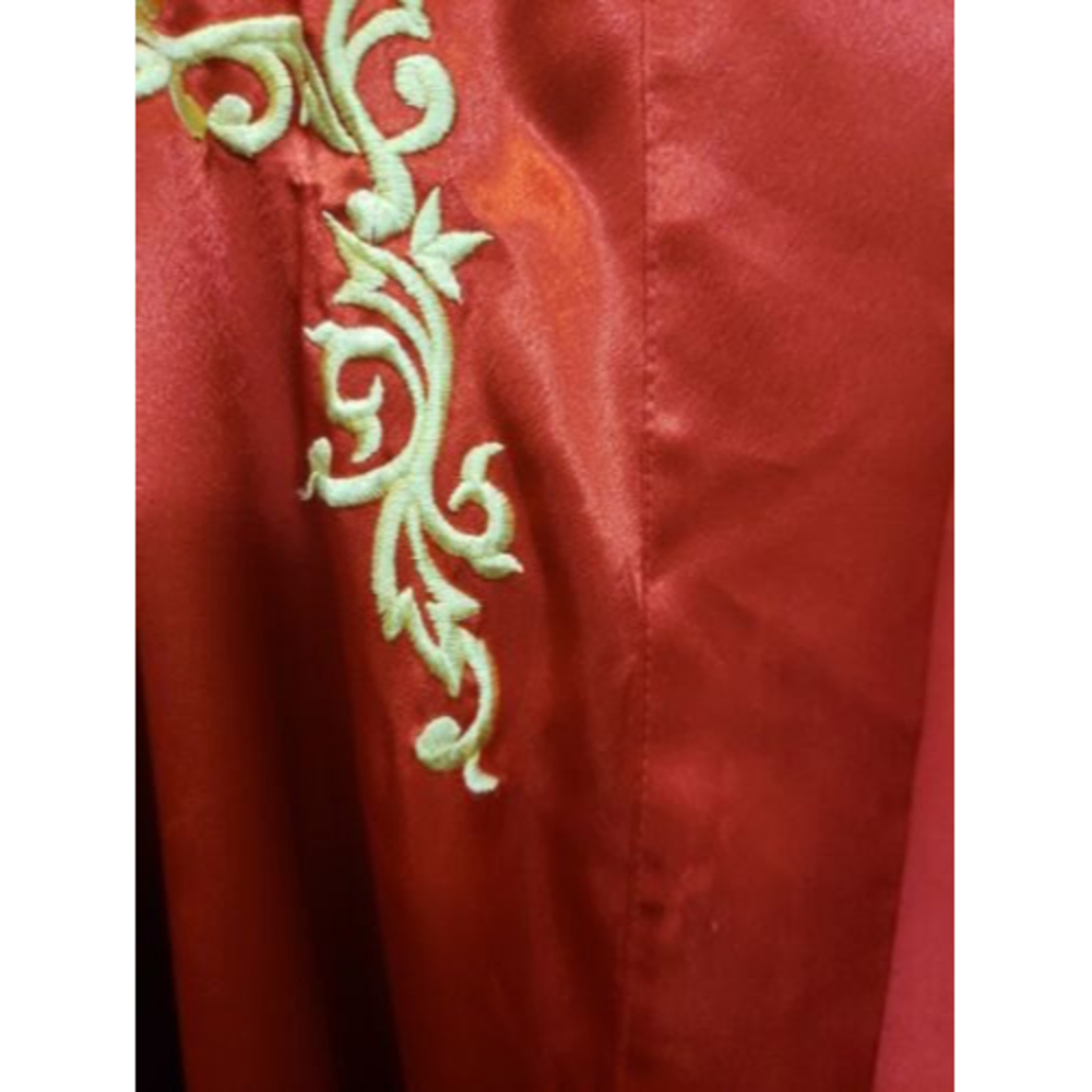 Val Mode Lingerie long night gown robe red size M 100% polyester 1 pocket - Picture 6 of 8